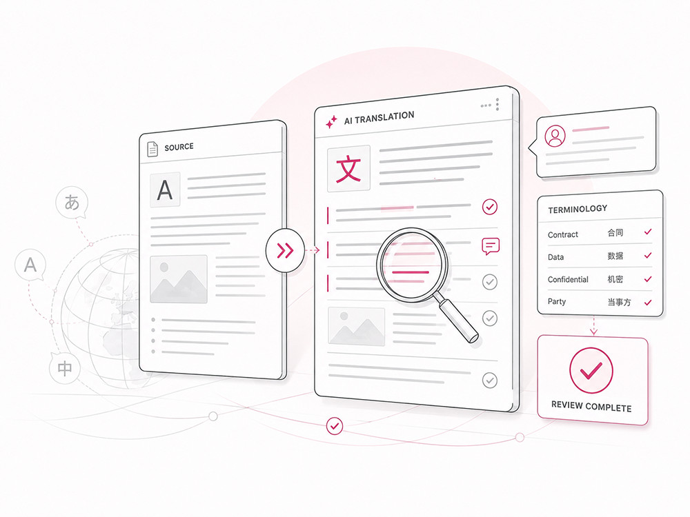 Illustrative AI translation review workflow