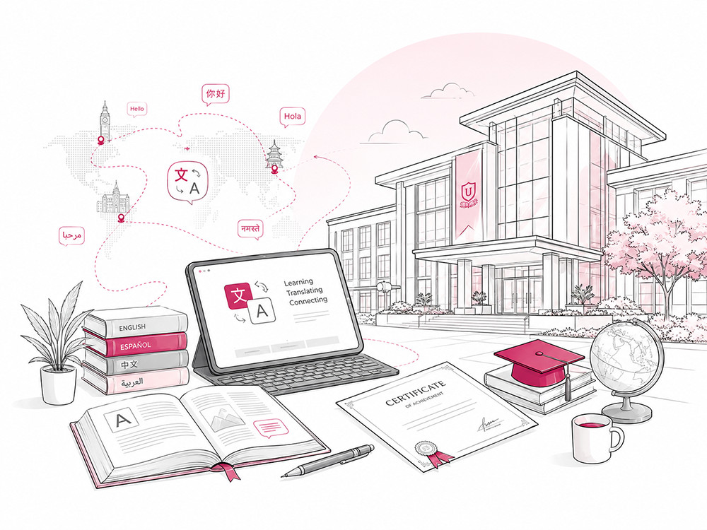 Multilingual education experience illustration