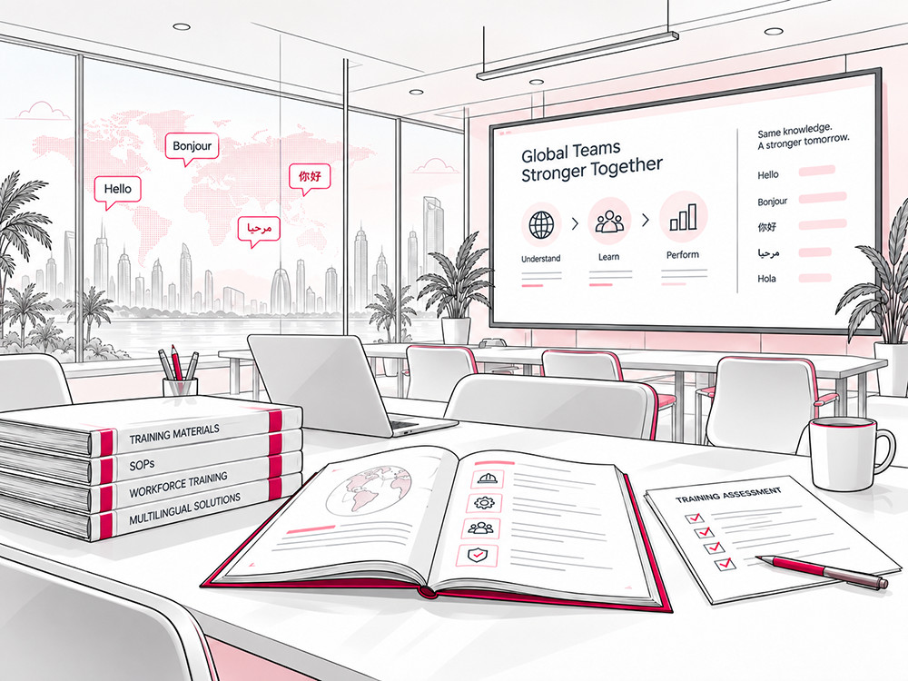 Illustration of connected multilingual training materials